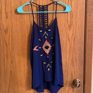 Blue with pink embellished tank